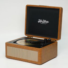 Retro Portable CD Player with Wireless, Rechargeable Battery, USB/TF Card Player, USB-C Charger Jack, Aux in and Earphone Jack, Great Sound Speakers, Remote Control (Brown)