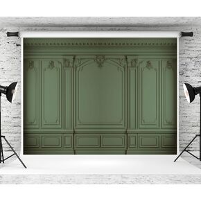 Kate 7×5ft Retro Room Background Photography Green European Gypsum Line Wall Decoration Background Photography Wedding Birthday Party Banner Studio Prop Video Shooting