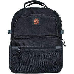 WOLF WTH6000 Heavy-Duty Padded 75-Pocket Tool Backpack | 1680D Ballistic Nylon | Dual Padded Carrying Handles | Multi-compartment Organization | Mesh Front Pocket | Contractor Electrician Carpenter