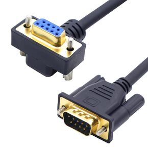 DB9 90 Degree Cable Straight Through DB9 RS232 Serial Cord 9 PIN RS232 Com Port Connection Cable for Data Communication (Male to Female)