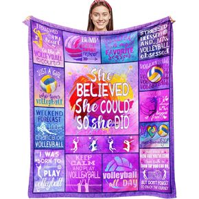 Volleyball Blanket, Volleyball Stuff, Volleyball Gifts for Girls Teen, Volleyball Accessories for Teen Girls, Volleyball Coach Gifts for Women, Volleyball Team Gifts Throw Blanket 60"X50"