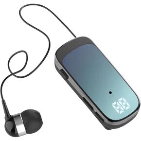 Retractable Earpiece, Retractable Headset Clip On Bluetooth Earphone with LED Battery Display, Single in Ear Headphone for Sports Business Trucker Driver (Gradient Black)