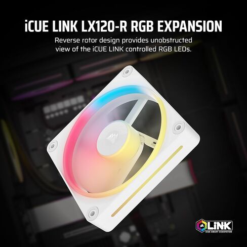 CORSAIR iCUE Link LX120-R RGB 120mm PWM Reverse Fans – Triple Fan Kit – Low-Noise, Magnetic Dome Bearing, Dual Light Loops, CORSAIR QuikTurn Screws, Zero RPM Mode – Black in Saudi Arabia