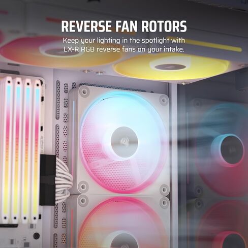 CORSAIR iCUE Link LX120-R RGB 120mm PWM Reverse Fans – Triple Fan Kit – Low-Noise, Magnetic Dome Bearing, Dual Light Loops, CORSAIR QuikTurn Screws, Zero RPM Mode – Black in Saudi Arabia
