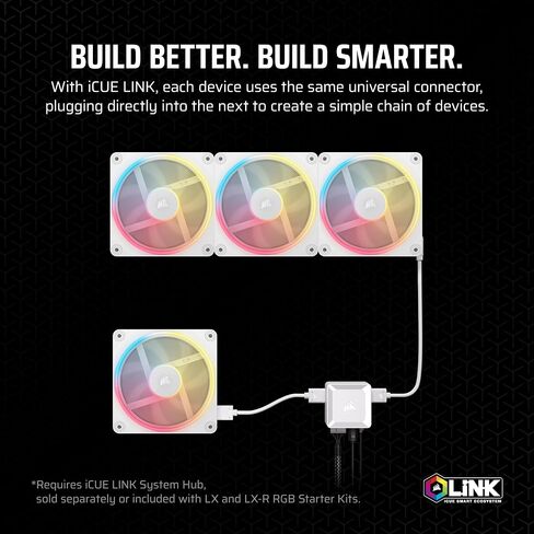 CORSAIR iCUE Link LX120-R RGB 120mm PWM Reverse Fans – Triple Fan Kit – Low-Noise, Magnetic Dome Bearing, Dual Light Loops, CORSAIR QuikTurn Screws, Zero RPM Mode – Black in Saudi Arabia