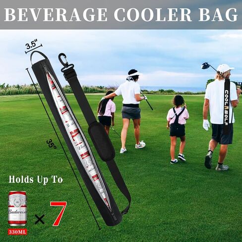 حافظة بيرة لحقيبة الجولف - 7 علب أنابيب جولف للمشروبات، مبرد أكمام معزول، حافظة بيرة لحقيبة الجولف، حافظة جولف بيرة، أفضل مبرد صغير، تحافظ على المشروبات باردة، تناسب معظم أنماط وأنواع حقائب الجولف، أسود in Kuwait
