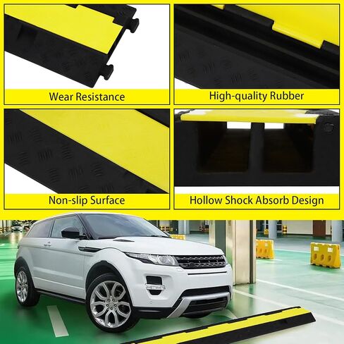 3 Pack of 2 Channel Protective Wire Cord Ramp, Driveway Rubber Traffic Speed Bumps, Cable Protector, 11000lbs per Axle Capacity in Saudi Arabia