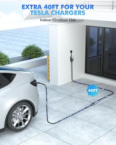 سلك تمديد شاحن EV 32A لشاحن Tesla، كابل تمديد 21ft EV لشواحن منزلية من المستوى 1/2 Tesla / موصلات جدار Tesla، كابل تمديد NACS بحد أقصى 240 فولت 7.68 كيلو وات لشاحنة Tesla Y/X/3/S/Cyber-truck in Kuwait