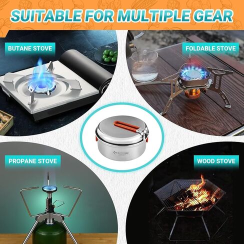 KingCamp 17/25pcs الفولاذ المقاوم للصدأ التخييم تجهيزات المطابخ الفوضى عدة التخييم الطبخ مجموعة الظهر والعتاد خفيفة الوزن الأواني والمقالي مجموعة للتخييم المشي لمسافات طويلة نزهة in Kuwait