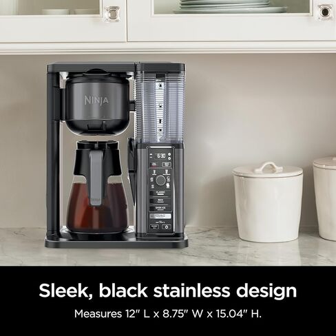 ماكينة صنع القهوة المتخصصة من نينجا، قهوة ساخنة ومثلجة، 6 أنماط للمشروبات، 8 أحجام، كوب صغير للسفر، إبريق 10 أكواب، رغوة قابلة للطي، فلتر دائم، خزان قابل للإزالة، أسود مقاوم للصدأ، CM405A in Kuwait