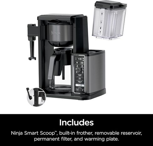 ماكينة صنع القهوة المتخصصة من نينجا، قهوة ساخنة ومثلجة، 6 أنماط للمشروبات، 8 أحجام، كوب صغير للسفر، إبريق 10 أكواب، رغوة قابلة للطي، فلتر دائم، خزان قابل للإزالة، أسود مقاوم للصدأ، CM405A in Kuwait