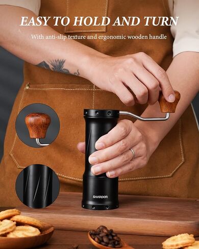 SHARDOR Professional Manual Coffee Bean Grinder with 420 High-Strength Stainless Steel Conical Burr, Hand Coffee Grinder with Ultra-granular Adjustment, Enhanced Stability with Wider 1.06oz Chamber in Saudi Arabia