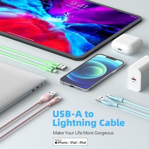 شاحن iPhone 3Pack 10 FT Apple MFi Certified Lightning Cable شحن سريع سلك شاحن iPhone متوافق مع iPhone 14 13 12 11 Pro Max XR XS X 8 7 6 Plus SE iPad والمزيد - متعدد الألوان in Saudi Arabia
