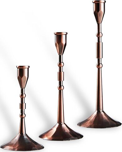 Taper Vintage Candle Holders, Set of 3 Candle Sticks Holder Decor, Candlestick Holders for Wedding, Dining, Party (Bronze) in Saudi Arabia