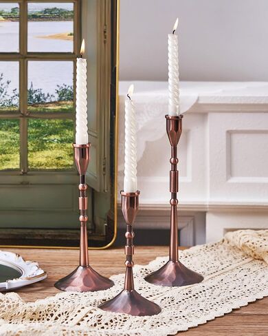 Taper Vintage Candle Holders, Set of 3 Candle Sticks Holder Decor, Candlestick Holders for Wedding, Dining, Party (Bronze) in Saudi Arabia