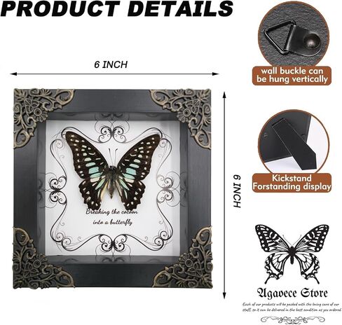 Butterfly Framed Decoration - Handmade Wood Shadow Box Insect Frame for Butterfly Collectors - Tabletop, Wall Art,Live Room,Home Decor (Delias Belladonna) in Saudi Arabia