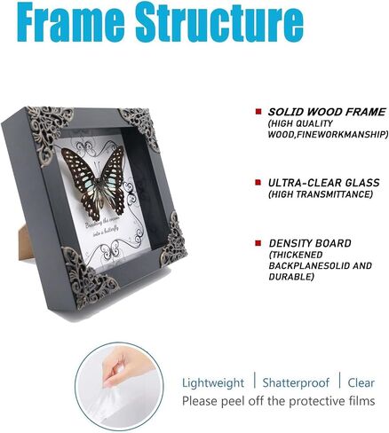 Butterfly Framed Decoration - Handmade Wood Shadow Box Insect Frame for Butterfly Collectors - Tabletop, Wall Art,Live Room,Home Decor (Delias Belladonna) in Saudi Arabia