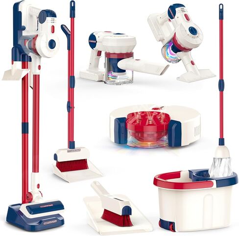 مكنسة كهربائية للأطفال تعمل حقًا - لعبة مكنسة كهربائية 3 في 1 واقعية للأطفال الصغار لعبة تنظيف منزلية بالمكنسة الكهربائية، حفظ التدبير المنزلي للأطفال من سن 3 4 5 6 سنوات هدية لعيد ميلاد الصبي والفتاة in Kuwait