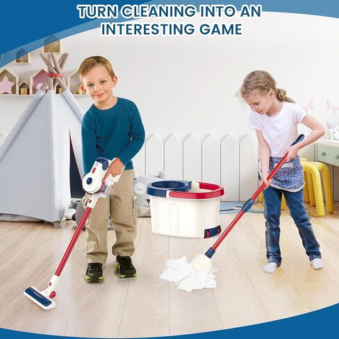 مكنسة كهربائية للأطفال تعمل حقًا - لعبة مكنسة كهربائية 3 في 1 واقعية للأطفال الصغار لعبة تنظيف منزلية بالمكنسة الكهربائية، حفظ التدبير المنزلي للأطفال من سن 3 4 5 6 سنوات هدية لعيد ميلاد الصبي والفتاة in Kuwait