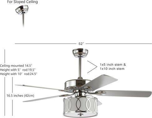 JONATHAN Y JYL9607A 52 بوصة 3-Light Chrome Drum Shade LED مروحة سقف + جهاز تحكم عن بعد، مزرعة تقليدية ريفية صناعية بوهيمية ريفية كوخ ريفي انتقالي للمنزل والمطبخ وغرفة المعيشة in Saudi Arabia