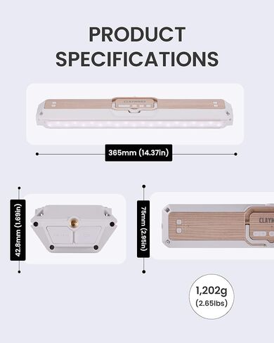 Claymore 3Face Pro X (رمادي فاتح) - ضوء منطقة سطحية قابل لإعادة الشحن، 5 أوضاع إضاءة، 39,200 مللي أمبير، بطارية تدوم طويلاً. التخييم والأحداث في الهواء الطلق. in Kuwait