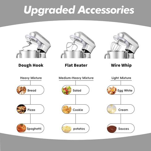 Kitchen in the box Stand Mixer, 900W 7.5QT Kitchen Electric Mixer, 6-Speed Tilt-Head Food Mixer for Baking with Dough Hook,Wire Whip,Beater, Egg Separator (Silver) in Saudi Arabia