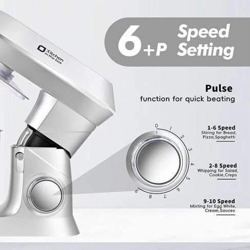 Kitchen in the box Stand Mixer, 900W 7.5QT Kitchen Electric Mixer, 6-Speed Tilt-Head Food Mixer for Baking with Dough Hook,Wire Whip,Beater, Egg Separator (Silver) in Saudi Arabia