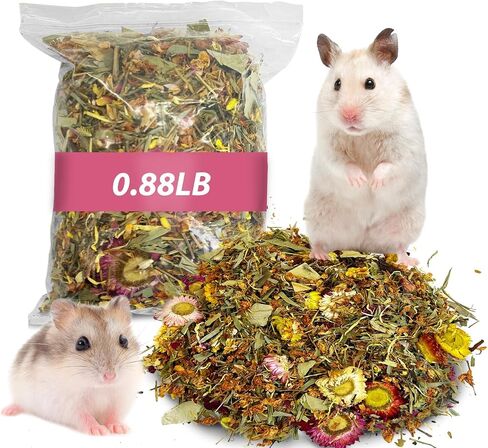 PINVNBY Hamster Bedding, Natural Dried Flower & Herb Litter, Small Pet Bedding Small Animal Bedding Mate of Hamster Bedding for Gerbils Mice Lemming Degus (Flower & Grass) (7, Ounces) in Saudi Arabia