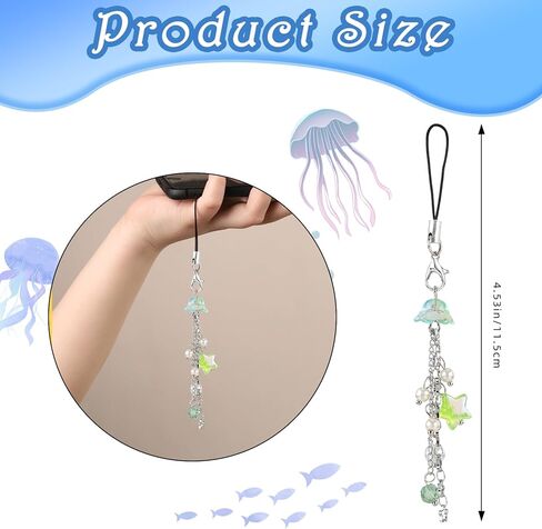 BEEFLYING 2 Pcs Jellyfish Phone Charms Aesthetic Y2K Cute Charm Straps Cell Phone Pendants Accessories with Star Beads for Bag Keychain Camera Wallet in Kuwait