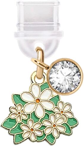 ELISE & FONDA TP335 Type-C USB Charging Port Anti Dust Plug Little Jasmine Flower Cell Phone Charm for Samsung/Huawei/OnePlus/Xiaomi/oppo Android Phones (Green) in Kuwait