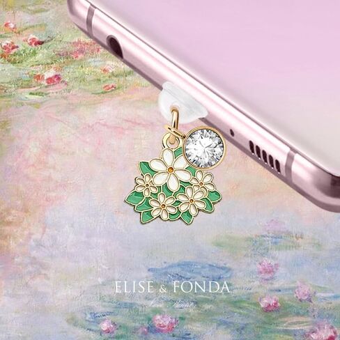 ELISE & FONDA TP335 Type-C USB Charging Port Anti Dust Plug Little Jasmine Flower Cell Phone Charm for Samsung/Huawei/OnePlus/Xiaomi/oppo Android Phones (Green) in Kuwait