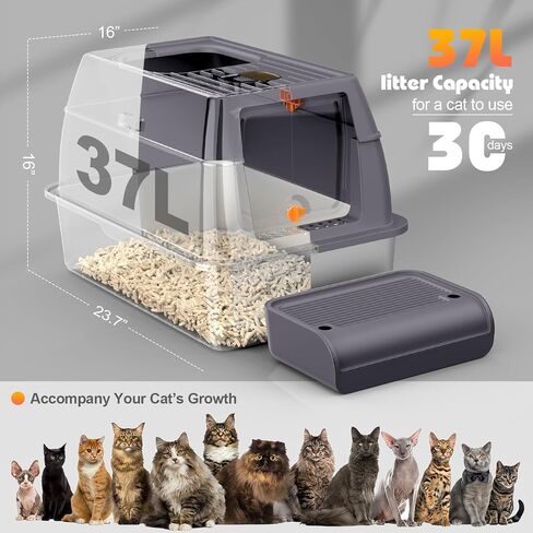 Stainless Steel Cat Litter Box with Lid & Cover, No Smell Extra Large Metal Covered Cat Litter Box for Big Cats, Enclosed Removable Kitty top Entry Litter Box with Enclosure, Anti-Leakage, Non-Sticky in Saudi Arabia