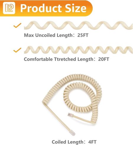 Uvital 25FT Extra Long Phone Cord for Landline(Coiled: 3FT), 1 Pack Cream Telephone Handset Cord Compatible with Polycom VVX Series IP Phone 300 301 310 311 350 400 401 410 411 500 501 600 601 1500 in Saudi Arabia