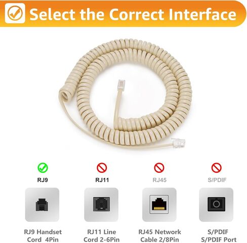 Uvital 25FT Extra Long Phone Cord for Landline(Coiled: 3FT), 1 Pack Cream Telephone Handset Cord Compatible with Polycom VVX Series IP Phone 300 301 310 311 350 400 401 410 411 500 501 600 601 1500 in Saudi Arabia