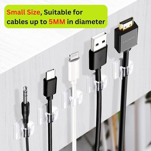 [100Pcs] Adhesive Cable Clips (Large, White&Black) Under Desk Cable Management Clips - Strong Cord Organizer Clips Wall Wire Holder - Light Clips Hooks for LED, Car Dash Cam, USB Cable in Saudi Arabia