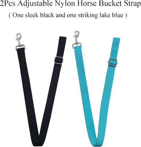 2Pcs Adjustable Nylon Horse Bucket Strap, 28-50 Inch Water Bucket Strap for Horse Bucket Hanging Strap Bucket Hanger Horse Barn Supplies for Hanging Water Bucket Hay Net, Black and Blue in Kuwait