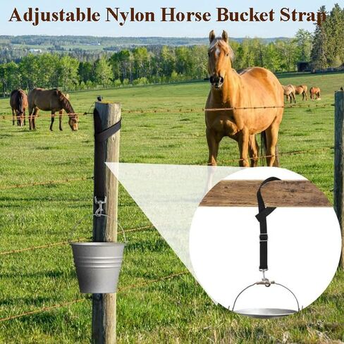 2Pcs Adjustable Nylon Horse Bucket Strap, 28-50 Inch Water Bucket Strap for Horse Bucket Hanging Strap Bucket Hanger Horse Barn Supplies for Hanging Water Bucket Hay Net, Black and Blue in Kuwait