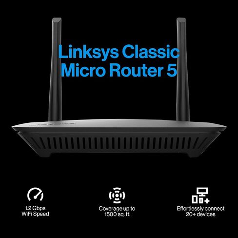 Linksys WiFi 5 Router | 1,500 Sq. ft Coverage | 20+ Devices | Speeds up to (AC1200) 1.2Gbps | LN3101-AMZ | 2024 Release in Kuwait