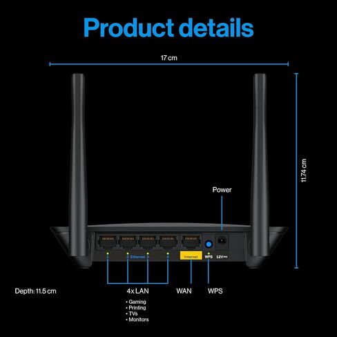 Linksys WiFi 5 Router | 1,500 Sq. ft Coverage | 20+ Devices | Speeds up to (AC1200) 1.2Gbps | LN3101-AMZ | 2024 Release in Kuwait