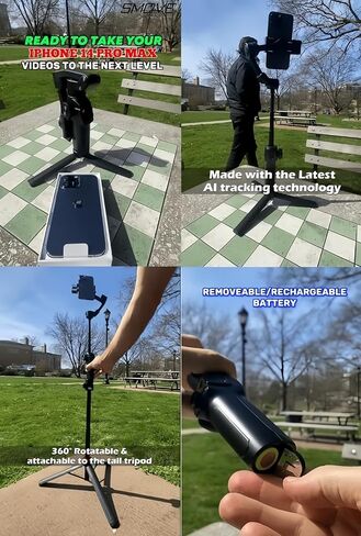 مثبت Gimbal للهاتف الذكي، Android وiPhone Gimbal Vlog - اصنع مقاطع فيديو YouTube وTikTok، وحدة تتبع تلقائية، مجهزة بتتبع ثلاثي المحاور وقضيب تمديد مدمج in Saudi Arabia