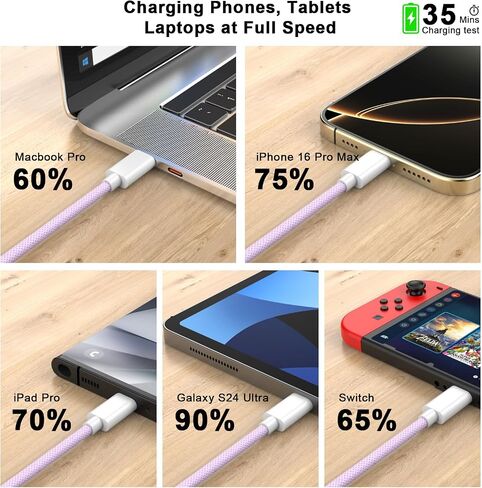 كابل شحن USB C إلى USB C بطول 10أقدام لهاتف iPhone 16 15، 60 وات كابل شاحن طويل من النوع C إلى C لهاتف iPhone 16/ 16 Plus/16 Pro/16 Pro Max/15/15 Plus/15 Pro/15 Pro Max، iPad Pro /إير/ميني، ماك بوك، أبيض in Saudi Arabia