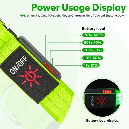 LED Dog Leash, 4 Ft Light Up Dog Leash USB Rechargeable Waterproof, Nylon Reflective Leashes with Padded Handle, Safety Glow in The Dark Dog Leash for Large Medium Small Pet(Green) in Saudi Arabia