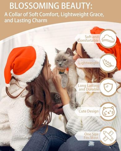 عيد الميلاد لطيف الأيائل القطيفة طوق الجرس الأبيض - ملحق الشتاء قابل للتعديل والانفصال ورائعة للقطط والكلاب الصغيرة (الأحمر، المنفصل) in Saudi Arabia