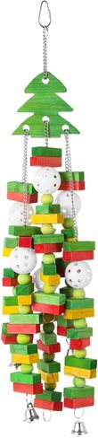 Large Bird Toy, Parrot Christmas Toy, Colorful Hanging Wooden Block Toy with Bells for Parrots, Christmas Tree Shape Safe Bird Chewing Toy Gift for Macaw, African Grey, Eclectus Parrot, Cockatoo in Saudi Arabia