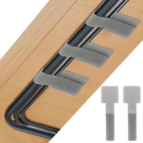 100pcs Hook and Loop Cable Ties, gliship Adhesive Wire Management, Adjustable Cable Straps Cord Wrappers Keeper Cord Holder, Sticky-back Cord Organizer for Kitchen Appliances at Office, Home - Grey in Kuwait