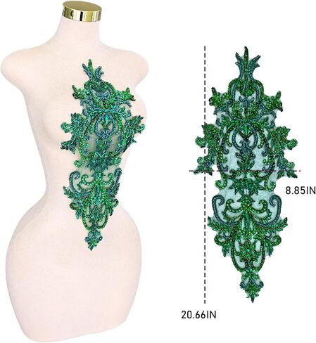 Handmade Beaded Crystal Patches Bodice Lace DIY Applique Trim Patches for Dress Clothes (M2-silverAB) in Saudi Arabia