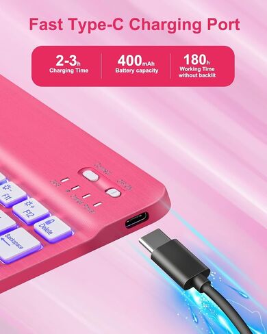 Case with Keyboard for iPad 10th Generation 10.9 inch 2022,7 Color Rainbow Backlit Detachable Wireless Keyboard Rotatable Magnetic Cover with Pencil Holder for iPad 10 Gen Watermelon Red in Saudi Arabia