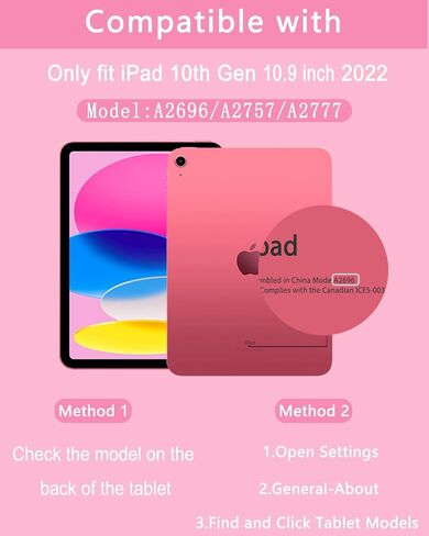Case with Keyboard for iPad 10th Generation 10.9 inch 2022,7 Color Rainbow Backlit Detachable Wireless Keyboard Rotatable Magnetic Cover with Pencil Holder for iPad 10 Gen Watermelon Red in Saudi Arabia