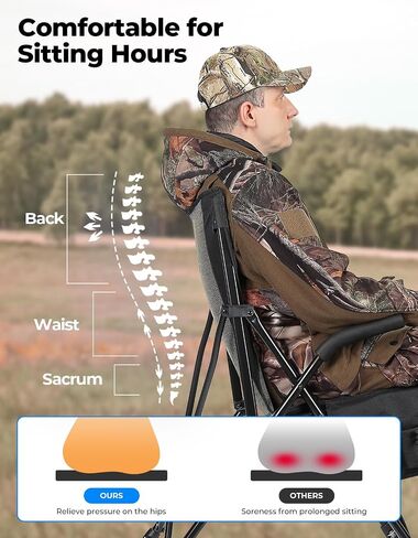 KEMIMOTO Portable Hunting Blind Chair with Armrests, Lightweight Folding Chair 4 Legs Adjustable Height 300lbs Capacity Comfortable Breathable Stable Ground Hunting Seats for Shooting in Saudi Arabia