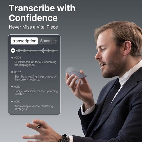 ملاحظة مسجل صوت AI، التحكم في التطبيق، النسخ والتلخيص مدعوم من ChatGPT، يدعم 57 لغة، 64 جيجابايت، مسجل صوت للمكالمات والاجتماعات والمقابلات، أسود in Kuwait